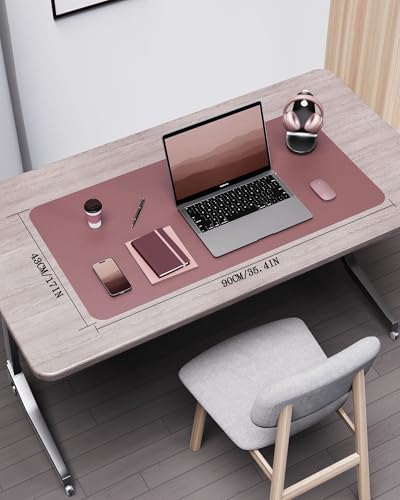 YSAGi Double-Sided Desk Mat, Eco Cork & Leather Desk Protector, Large Mouse Pad & Writing Pad for Office & Home (35.4"x17", Cork + Dark Pink) - color: Cork+dark Pink, size: 35.4"x17"