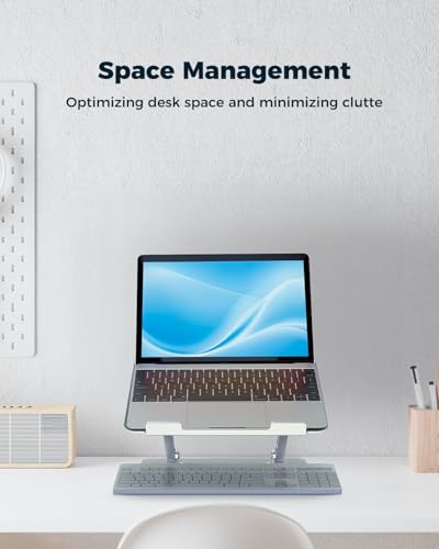 Aoviho 360° Rotating Laptop Stand for Desk | Adjustable, Foldable, Portable Aluminum Ergonomic Riser | Compatible with MacBook, Dell, HP & All Laptops 10-16 inch | Silver - color: Silver