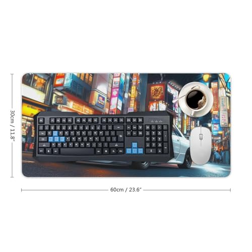Large Ergonomic Gaming Mouse Pad JDM Nightlife Japanese Cars and Tokyo Street Art Theme with Non-Slip Base Water-Resistant Surface and Stitched Edges, 30x60cm - color: Style-3, size: 30x60cm