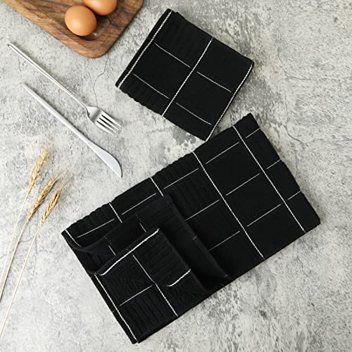 Glynniss Kitchen Towels and Dishcloths Set, Absorbent Dish Towels and Dish Cloths Set for Washing Dishes, Cleaning and Drying Use Pack of 8 (Black) - color: Black