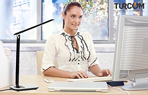 Turcom LED Desk Lamp With USB Charging Port Dimmable Touch Controls w/Color Adjustment, Eye Care Task Lamp, 5W, 1000 Lux,Multicolor