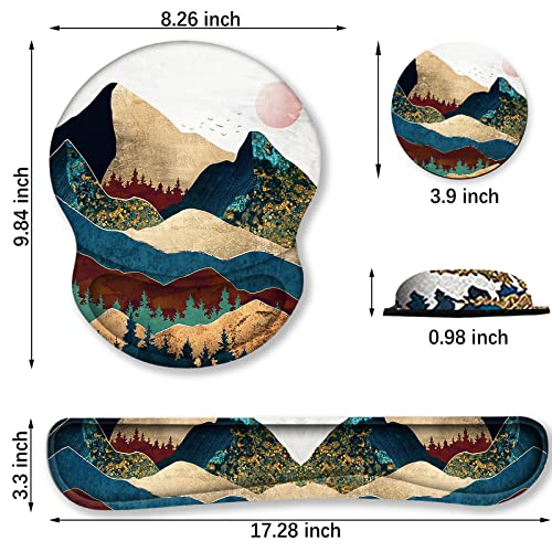 ArtSo Mouse Pad Keyboard Wrist Rest Support Ergonomic, Upgraded Cushion Mousepad Gel Memory Foam Non-Slip Rubber Base Pain Relief & Easy Typing for Home,Office, Colorful Mountain - color: Colorful Mountain