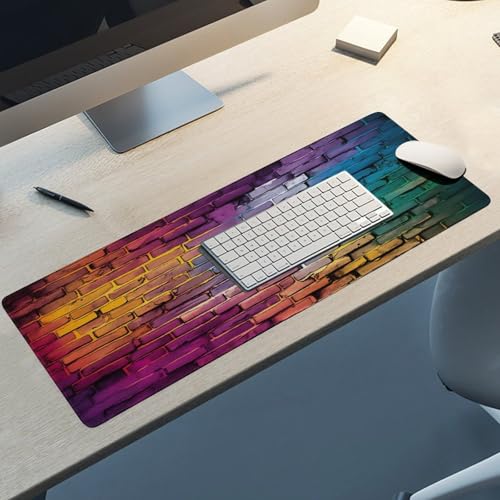 Vibrant Graffiti-Style Brick Large Extended Gaming Mouse Pad 31.5"x12" - XXL Computer Desk Mat for Keyboard and Mouse - Non-Slip Rubber Base & Durable Stitched Edges - color: Black-1, size: 31.5"Lx12"W