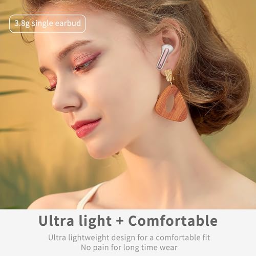 Wireless Earbuds, Bluetooth 5.4 Headphones in Ear with 4 ENC Noise Cancelling Mic, New Wireless Earphones HiFi Stereo Deep Bass 40H Playtime, In-Ear Bluetooth Earbuds LED Display IP7, USB-C, Rose Gold - color: Pink