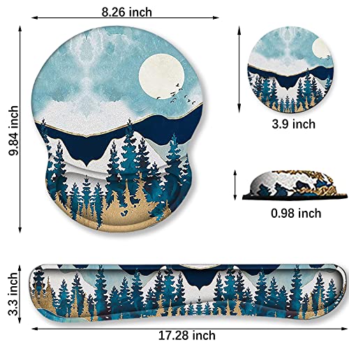 ArtSo Mouse Pad Keyboard Wrist Rest Support Ergonomic, Upgraded Cushion Mousepad Gel Memory Foam Non-Slip Rubber Base Pain Relief & Easy Typing for Home,Office, Abstract Mountain - color: Abstract Mountain
