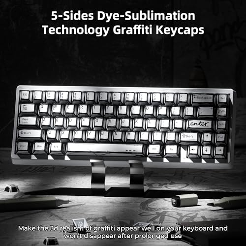 XVX White PBT Keycaps, Cherry Profile Keycap Set, Dye Sublimation Graffiti Keyboard Keycaps Suitable for 60% 65% 75% 80% 100% MX Switches Mechanical Keyboard - color: White