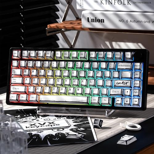 XVX White PBT Keycaps, Cherry Profile Keycap Set, Dye Sublimation Graffiti Keyboard Keycaps Suitable for 60% 65% 75% 80% 100% MX Switches Mechanical Keyboard - color: White