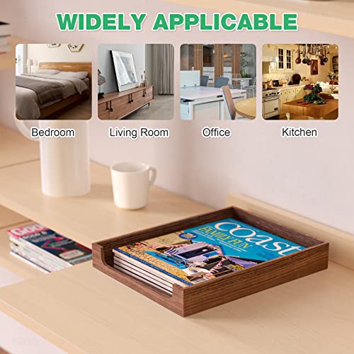 Wooden Letter Tray Natural Pine Wood Desktop Organizer, Multi-Functional Storage for Office, Kitchen - Perfect for Files, Supplies and Small Accessories, Stackable Space-Saving (Rustic Burnt)