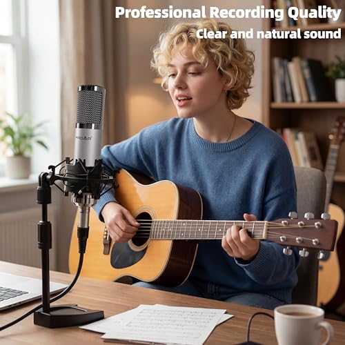 Studio Microphone, Professional Cardioid XLR Condenser Recording Mic Voice Over Kit with Desktop Stand for Music, Singing, Podcasting, and Vocal Streaming - color: Desktop Stand
