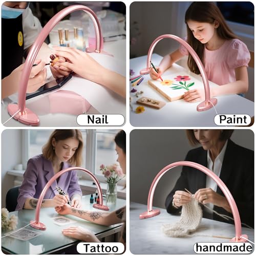 Half Moon Light for Nail Desk, Moon Light Nail Tech, 20 inch Moon Lamp for Nails 3 Color Temperature for Table for Nails/Photograph/Crafts Lighting(Medium Pink) - size: 20 inch pink