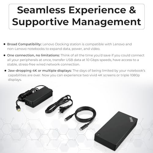 40AS0090US Lenovo Thinkpad Docking Station Gen 2-1 Year Warranty, Lenovo Docking Station for Laptop with 90W Adapter, HDMI, USB-C, DisplayPort Cables & Cloth - Universal Thunderbolt 3 Dock - style: Lenovo 40AS0090US New