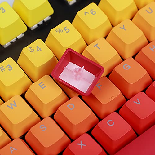 YMDK Double Shot 108 Dyed PBT Shine Through OEM Profile Rainbow Carbon Sunset Keycap for MX Switches Mechanical Keyboard(Only Keycap) (Yellow Red Gradient) - color: Yellow Red Gradient 108