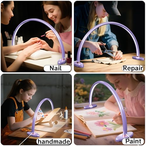 Moon Light Nail Tech,3 Color Temperature,20inch Half Moon Desk Lamp for Nail Techs for/Photograph/Crafts Etc Illuminated (Medium Size Purple) - size: 20inch Purple