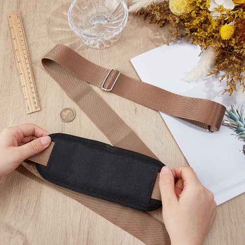 GORGECRAFT Shoulder Strap with Thick Padded 156cm Universal Replacement Laptop Shoulder Strap Adjustable Purse Straps with Buckles for Crossbody Briefcase Computer Messenger Bag Luggage Duffel Camera - color: Camel