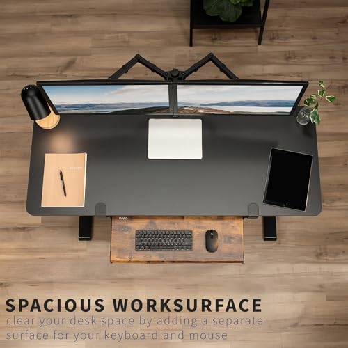 VIVO Large Clamp-on Computer Keyboard and Mouse Under Desk Slider Tray, 27 x 11 inch Pull Out Platform Drawer, Rustic Vintage Brown, MOUNT-KB05N - color: Vintage Brown, size: 27 inch