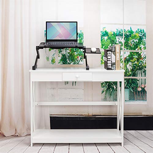 Portable Home Office Folding Computer Table,Adjustable Folding Laptop Table,Bed Lap Desk Tray Tables,Lightweight Foldable Laptop Stand,with Mouse Pad,for Small Space, Study, Bedroom, Dorm (Black)