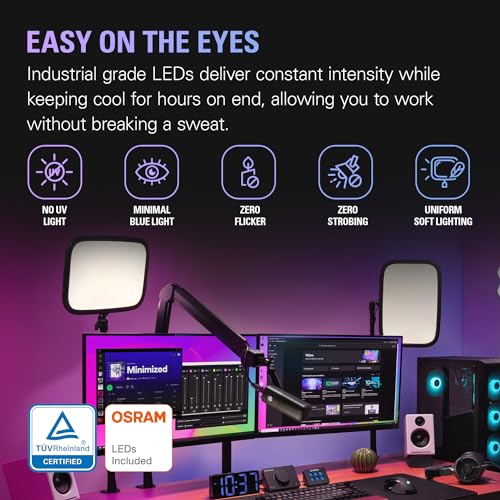 Elgato Key Light - Professional 2800 lumens Studio Light with Desk clamp for Streaming, Recording and Video Conferencing, Temperature and Brightness app-Adjustable on Mac, PC, iOS, Android