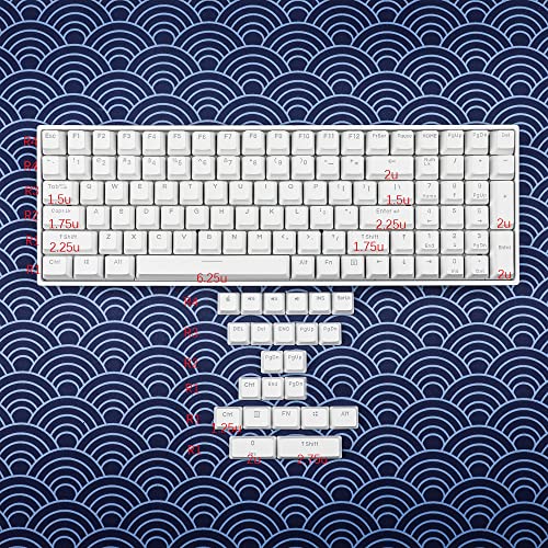 YMDK Double Shot 108 Dyed PBT Shine Through OEM Profile Keycap Rainbow Carbon Sunset Backlit Keycaps for MX Switches Mechanical Keyboard(Only Keycap) (White 122) - color: White 122