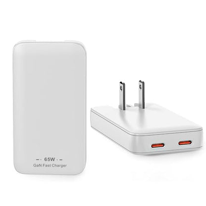 65W Flat Wall Chargers, Ultra Thin USB-A Dual Port Fast-Charging Compatible with All iPhone and Samsung Galaxy Phone Models, Folding Plug Power Adapter (USB-C+USB-C) - size: USB-C+USB-C