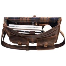 Leather briefcase 18 inch laptop messenger bag for men and women best satchel office bag - color: Brown, size: 16 Inch