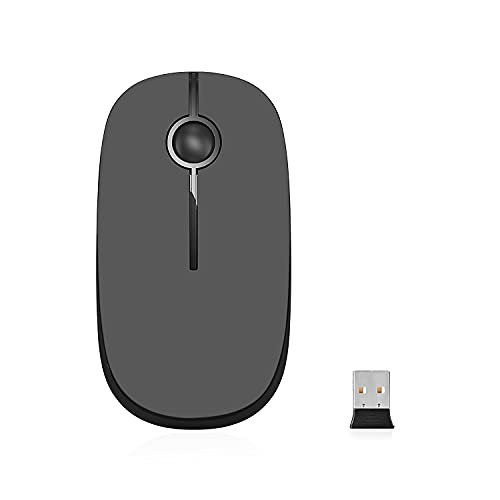 VssoPlor Wireless Mouse, 2.4G Slim Portable Computer Mice with Nano Receiver Quiet Silent Optical Laptop Mouse for Notebook, PC, Laptop, Computer-Black and Gray - color: Black and Gray