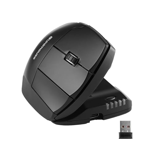 Contour Unimouse Ergonomic Vertical Mouse Adjustable 35°-70° Tilt Angle, 6 Programmable Buttons for Productivity, Customizable Thumb Rest for Wrist Pain Relief | Plug & Play Mac/PC - Wireless - Right - color: Black - Wireless, size: Right Hand