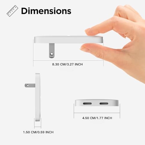 65W Flat Wall Chargers, Ultra Thin USB-A Dual Port Fast-Charging Compatible with All iPhone and Samsung Galaxy Phone Models, Folding Plug Power Adapter (USB-C+USB-C) - size: USB-C+USB-C