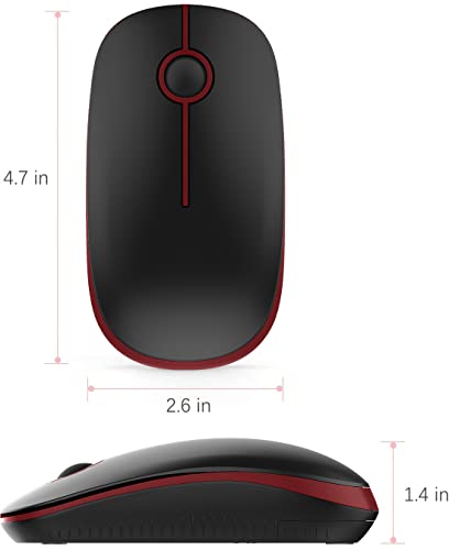 VssoPlor Wireless Mouse, 2.4G Slim Portable Quiet Computer Mice with Nano Receiver for Notebook, PC, Laptop, Computer-Black and Wine Red - color: Black and Wine Red