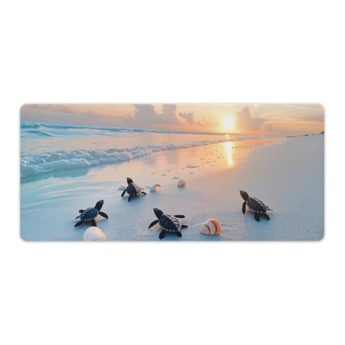 Ocean & Sunset Beach Scene Large Extended Gaming Mouse Pad (16x36in) - Durable Stitched Edges XXL Desk Mat for Keyboard and Mouse - Water Resistant & Non-Slip Rubber Base - color: black, size: 16x36in