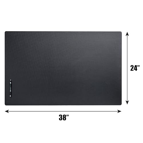 Dacasso Leather Desk Pad Without Side Rails - color: Black Leatherette, size: 24" x 38"