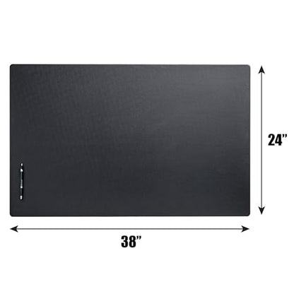 Dacasso Leather Desk Pad Without Side Rails - color: Black Leatherette, size: 24" x 38"