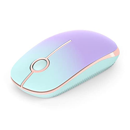 VssoPlor Wireless Mouse, 2.4G Slim Portable Computer Laptop Mouse with Nano Receiver Quiet Silent Optical Mice for Notebook, PC, Laptop, Computer-Mint Green to Purple - color: Mint Green to Purple