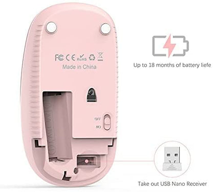 VssoPlor Wireless Mouse, 2.4G Slim Portable Computer Mice with Nano Receiver Quiet Silent Optical Laptop Mouse for Notebook, PC, Laptop, Computer-Pink to Purple - color: Pink to Purple