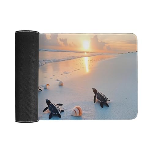Ocean & Sunset Beach Scene Large Extended Gaming Mouse Pad (16x30in) - Durable Stitched Edges XXL Desk Mat for Keyboard and Mouse - Water Resistant & Non-Slip Rubber Base - color: black, size: 16x30in