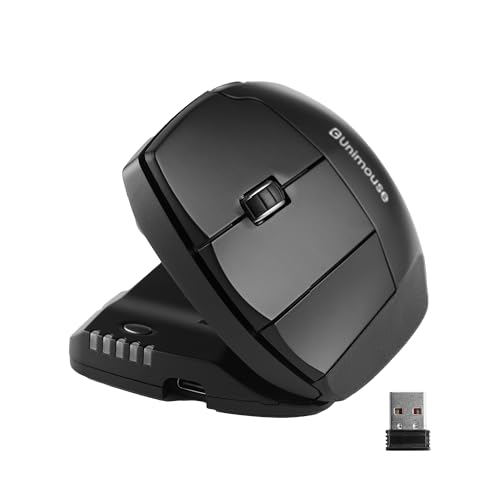 Contour Unimouse Ergonomic Vertical Mouse Adjustable 35°-70° Tilt Angle, 6 Programmable Buttons for Productivity, Customizable Thumb Rest for Wrist Pain Relief | Plug & Play Mac/PC - Wireless - Left - color: Black - Wireless, size: Left Hand