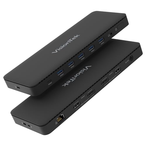 VisionTek VT4600DL Universal Dual 4K Docking Station 100W Charging (USB-A, USB-C)