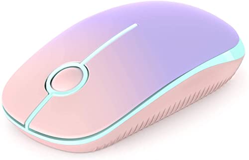 VssoPlor Wireless Mouse, 2.4G Slim Portable Computer Mice with Nano Receiver Quiet Silent Optical Laptop Mouse for Notebook, PC, Laptop, Computer-Pink to Purple - color: Pink to Purple