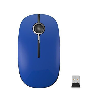VssoPlor Wireless Mouse, 2.4G Slim Portable Computer Mice with Nano Receiver for Notebook, PC, Laptop, Computer-Black Blue - color: Black Blue