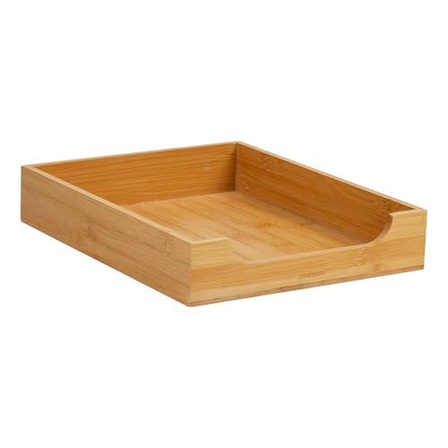 Mind Reader Paper Tray, Desktop Organizer, File Storage, Modern, Office, Bamboo, 10.25"L x 12.5"W x 2.25"H, Brown - size: Paper Tray