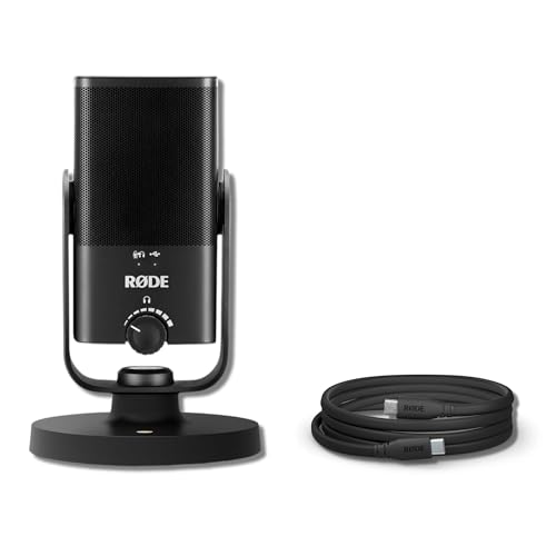 Rode NT-USB Mini USB Microphone for Podcasting, Streaming, Gaming and Vocal Recording with Rode SC17 USB-C to USB-C Cable (5')