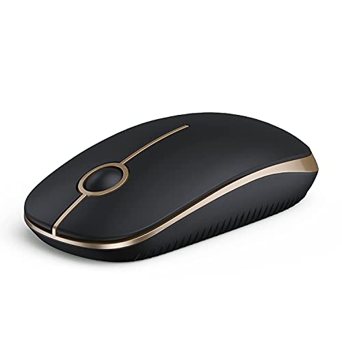 VssoPlor Wireless Mouse, 2.4G Slim Portable Computer Laptop Mouse with Nano Receiver Quiet Silent Optical Mice for Notebook, PC, Laptop, Computer-Black and Gold - color: Black and Gold