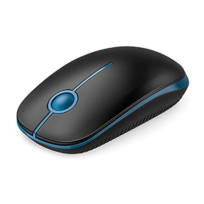 Vssoplor Wireless Mouse, 2.4G Slim Portable Computer Laptop Mouse with Nano Receiver Quiet Silent Optical Mice for Notebook, PC, Laptop, Computer-Black and Sapphire Blue - color: Black and Sapphire Blue