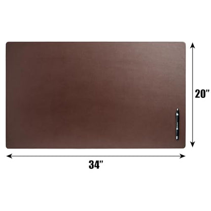 Dacasso Leather Desk Pad Without Side Rails - color: Chocolate Brown, size: 20" x 34"