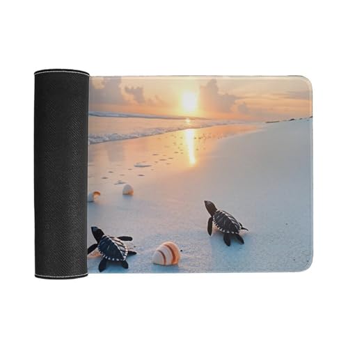 Ocean & Sunset Beach Scene Large Extended Gaming Mouse Pad (12x24in) - Durable Stitched Edges XXL Desk Mat for Keyboard and Mouse - Water Resistant & Non-Slip Rubber Base - color: black, size: 12x24in