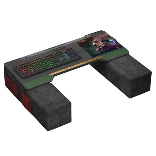 Couchmaster CYCON³ Samurai Edition with HORIZONLIGHT Bar, Ultimate Ergonomic USB-Hub Gaming Lap Desk for Couch and Bed, Compatible with All Keyboards and Mouse/Mice, Laptops, PCs, PS4/5, Xbox - color: Samurai Black Edition