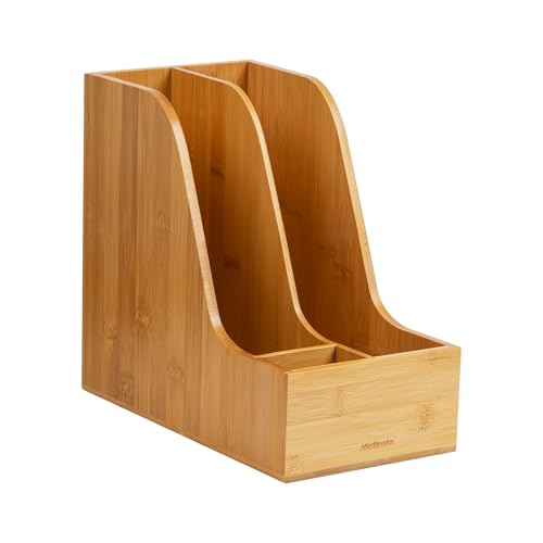 Mind Reader Vertical File Storage, Desktop Organizer, Magazine Holder, Office, Bamboo, 6"L x 11"W x 10"H, Brown - size: Vertical File Storage