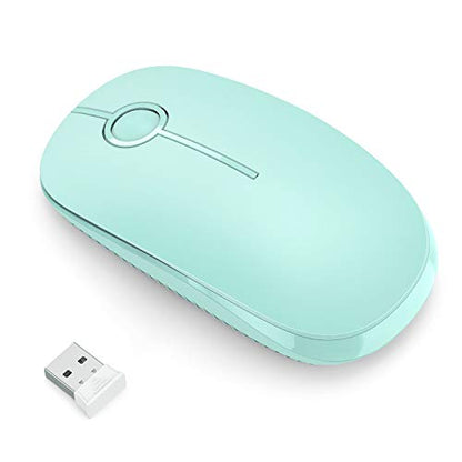 VssoPlor Wireless Mouse, 2.4G Slim Portable Computer Mice with Nano Receiver for Notebook, PC, Laptop, Computer (Mint Green) - color: Mint Green