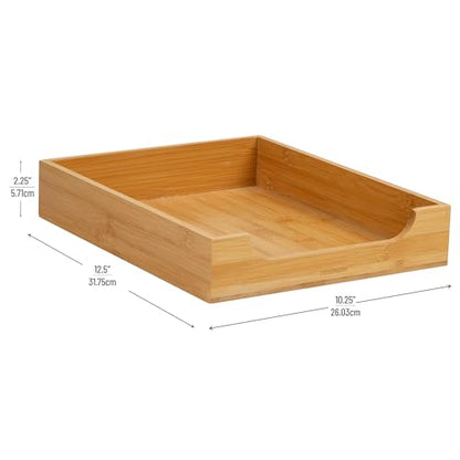 Mind Reader Paper Tray, Desktop Organizer, File Storage, Modern, Office, Bamboo, 10.25"L x 12.5"W x 2.25"H, Brown - size: Paper Tray