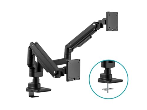 Monoprice Heavy Duty Dual Monitor Gas Spring Desk Mount - Up to 35in/44 lbs Ultrawide Screens, Detachable VESA 100x100/75x75 Plate, Topside Installation