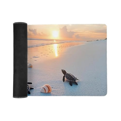 Ocean & Sunset Beach Scene Large Extended Gaming Mouse Pad (16x36in) - Durable Stitched Edges XXL Desk Mat for Keyboard and Mouse - Water Resistant & Non-Slip Rubber Base - color: black, size: 16x36in